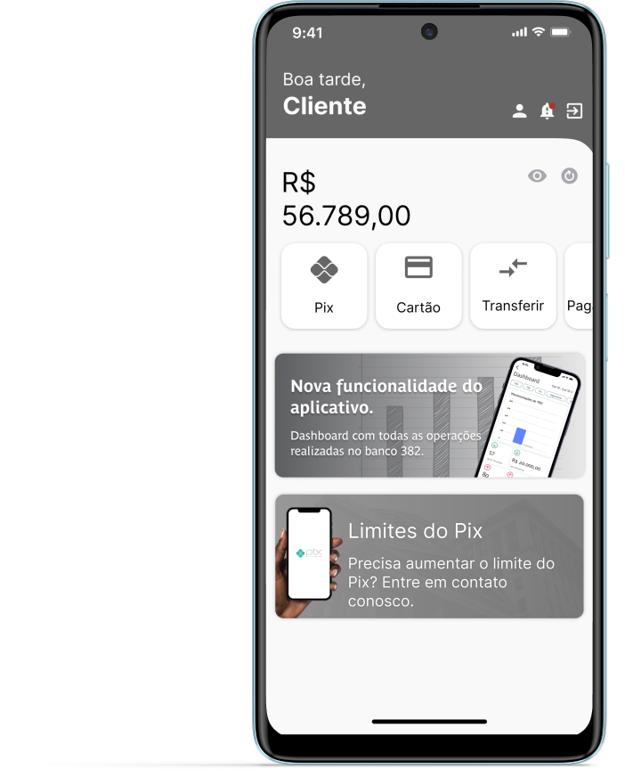 Tela inicial do aplicativo para acesso ao encerramento de conta
